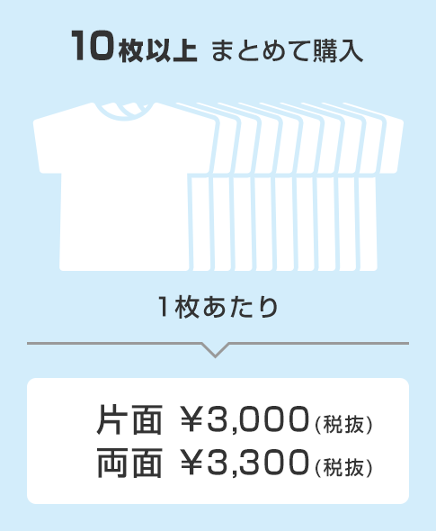 10枚以上購入で1枚あたり片面3000円、両面3300円(税抜)