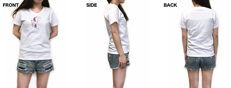 VネックTシャツの着用写真 女性