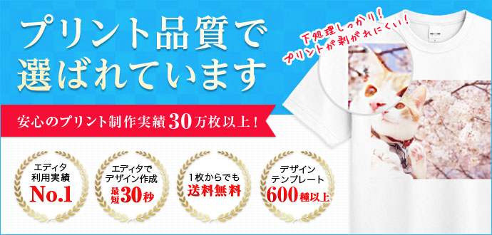 オリジナルTシャツ・プリント実績30万枚以上！プリント品質で選ばれています