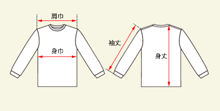 長袖Tシャツのサイズガイド