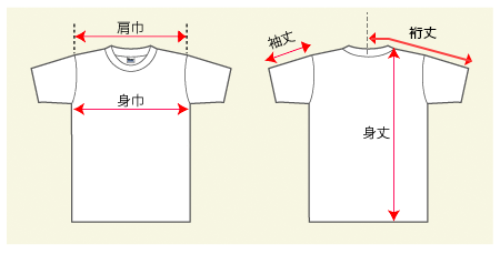 Tシャツのサイズガイド