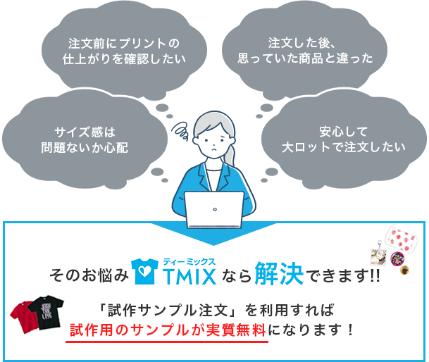 試作サンプル注文と割引クーポン発行について丨オリヂナルtシャツのプリント作成tmix